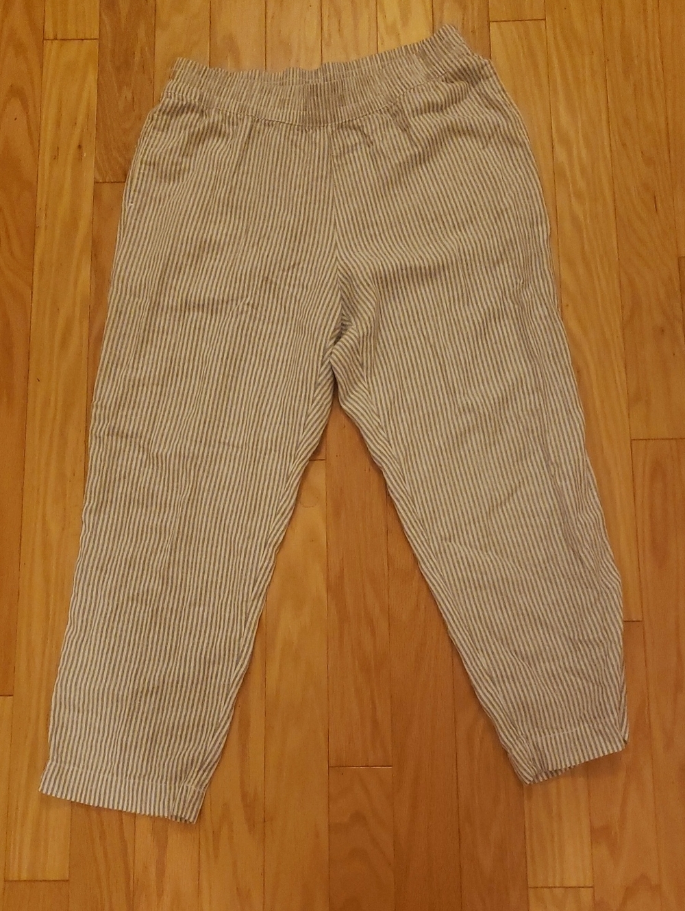Light Blue Stripe Elastic-Waist Women's Pants
